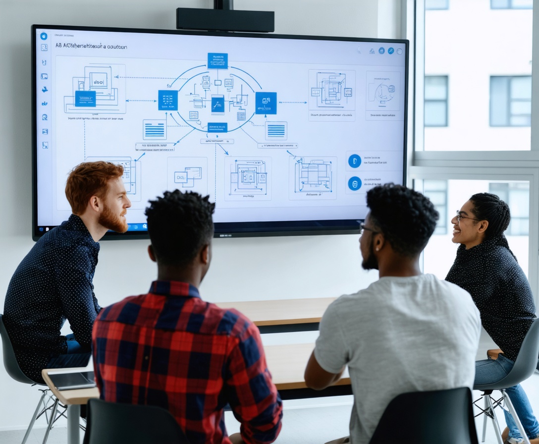 Teilnehmer in einem modernen Klassenzimmer der AI Growth Coach Academy in Berlin